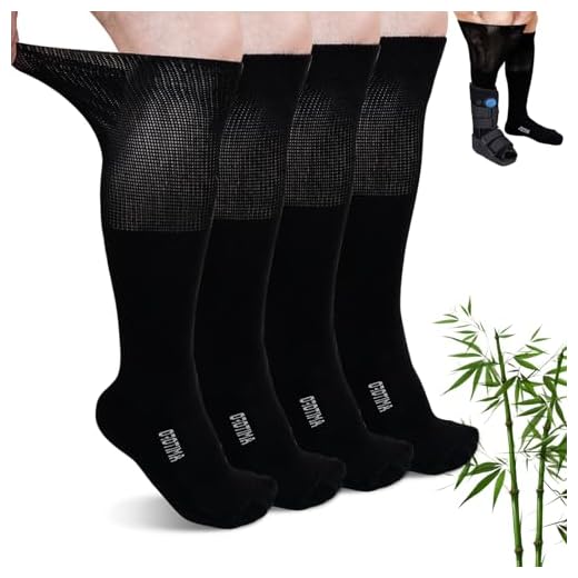 ZAKASA Diabetiker Socken für Damen Herren: Bambus Extra Weite Diabetiker Socken Ohne Gummibund Ohne Naht Kniestrümpfe für Geschwollene Füße Senioren 39-42 Schwarz 2 Paar
