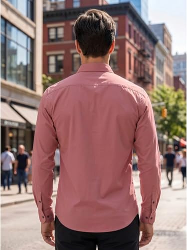 Image of Men's Regular Fit Solid Pattern Cotton Shirt with Spread Collared Long Sleeve Standard Length and Button Down Closure Type | Shirts | Stylish Shirts for Men