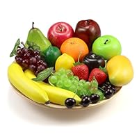 Ikosora 20 Stück Gefälschte Obstpackungen, Künstliche Früchte Für Dekorationsparty, Realistische Gefälschte Früchte Tisch -Zentrum Dekoration Heimküche, Lebensechte Kunstfäule Apfel Bananen Trauben