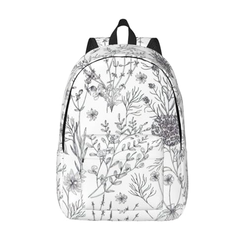 BREAUX Flowering Herbs and Herbaceous Plants Canvas Casual Lightweight Duffel Bag, Fashion Duffel Bag, Unisex Travel Backpack