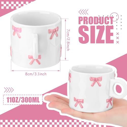 Taza de cerámica rosa Jingmore con lazo 11oz miniatura 2