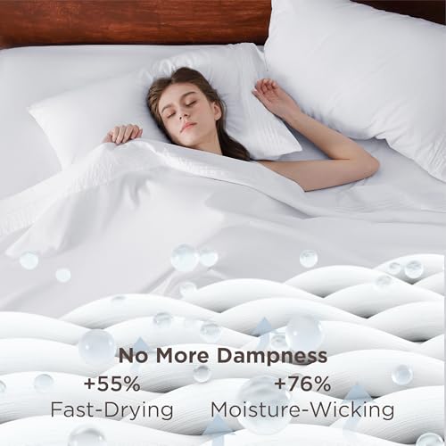 Image of Bedsure Deep Pocket Full Size Bed Sheets Set - Fits Mattresses Up to 21 Inches Thick - 4 Piece GentleSoft Bed Sheets, Moisture Wicking, Soft & Cooling Bedsheet & Pillowcases, Easy & Secure Fit, White