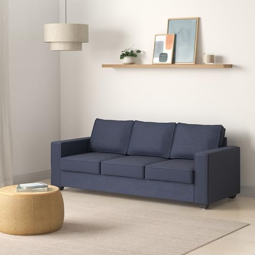 Image of Wakefit Sofa Set | 3 Year Warranty | 3 Seater Sofa for Living Room, Wooden Couch - Napper (Malphino: Cobalt Blue)