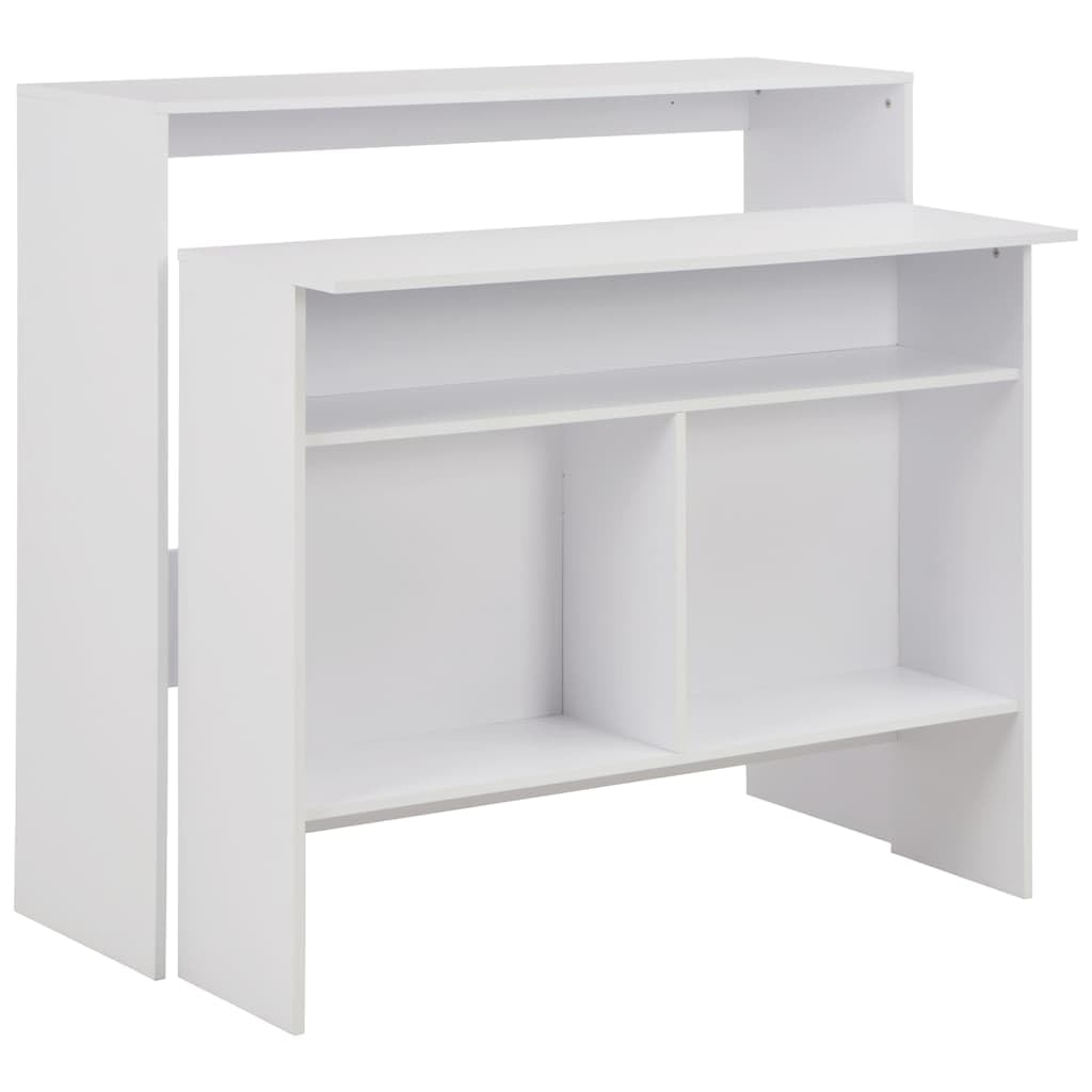 Tavolo da bar con 2 ripiani, 130 x 40 x 120 cm, bianco