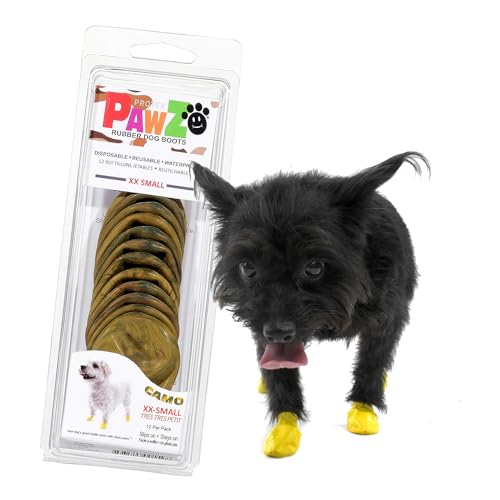 PawZ Dog Boots | Rubber Dog Booties | Waterproof Snow Boots for Dogs | Paw Protection for Dogs | 12 Dog Shoes per Pack (XX-Small)