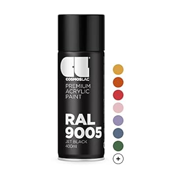 Cosmos LAC Acrylic Paint Spray Can in Many RAL Colours, 400 ml Spray Can Perfect for DIY, Upcycling and Other Painting Work RAL 9005 SEMIGLOSS BLACK N323