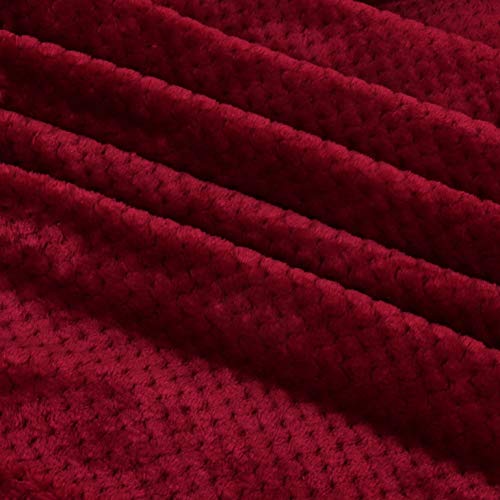 Exclusivo Mezcla Waffle Textured Extra Large Fleece Blanket, Super Soft And Warm Throw Blanket For Couch, Sofa And Bed (Burgundy, 50X70 Inches)-Cozy, Fuzzy And Lightweight #TOP2