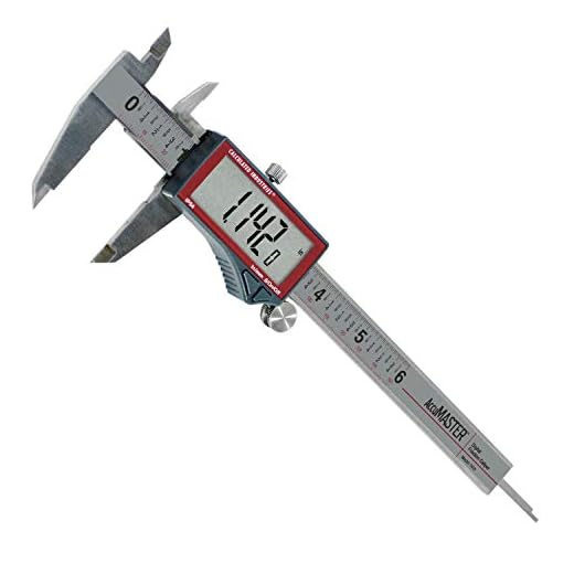 Calculated Industries 7410 AccuMASTER 6-Inch Digital Caliper, Fractional (1/64ths) + Inch + Metric with Largest Display Digits for Woodworkers | Stainless Steel | IP54 Splash/Dust Resistant | Auto-Off