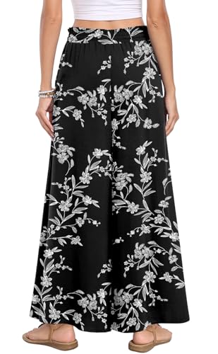 Bestbee Palazzo Long Pants for Women Dressy Casual Wide Leg Slacks Elastic Waist Outfits Flowy Pants with Pockets3
