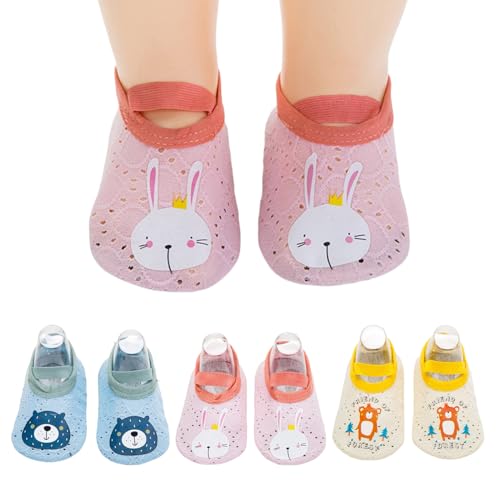 Toddler Baby Non-skid Floor Socks Girl Boy Lightweight Mesh Cartoon Sock Baby Infant Pointelle Eyelet Sock 3 Pairs