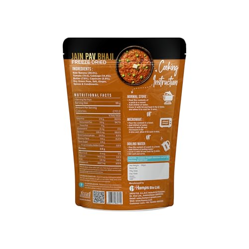 Image of FzyEzy Freeze-Dried Jain Pav Bhaji - 55g | Indian Classic Snack Delight | No Onion, No Garlic | Pure Veg | Gluten-Free | Preservative-Free | Instant Mumbai Street Food
