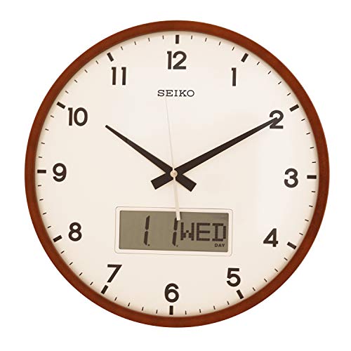 Image of Seiko Abstract Mixed Material Wall Clock (Brown, 33 cm x 33 cm x 6 cm, QXL008BN)