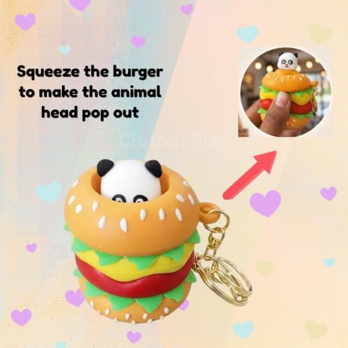 Image of Squishy Silicone soft Pop Up Animal Keychain ANY 1 (Squishy Burger)