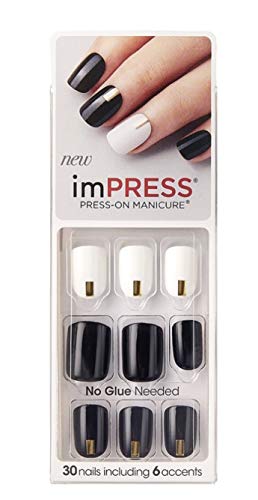 Kiss imPress Press-On Black and White Manicure Nails 81488 Forever is Ever