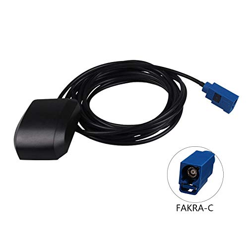 1575mhz 28dbi Active car GPS Navigation Antenna- Fakra C Blue Connector Waterproof Compatible with Car Truck SUV Head Unit, 10ft/3m