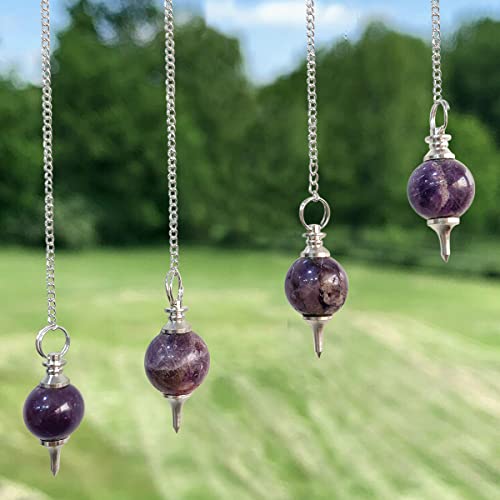 Image of Natural Amethyst Healing Crystal Pendulum | Positive Gemstone Pendulum Dowser for Spiritual Practices | Healing Crystals for Reiki, Meditation, Chakra Balancing | Feng Shui Vastu Decor