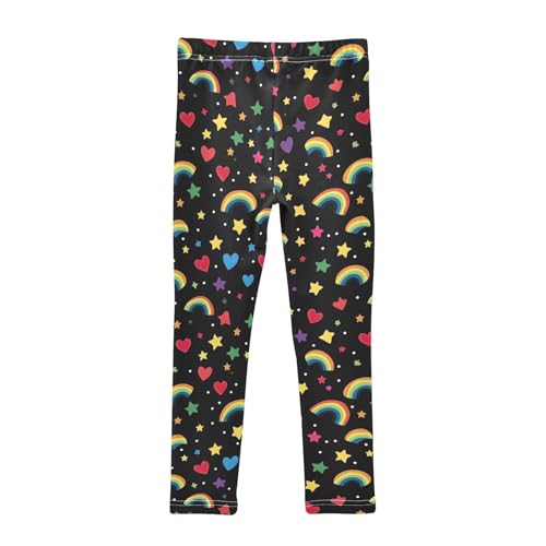 Rainbow Stars Colored Hearts Girls Casual Leggings for Kids Printed Long Pant Bottoms Stretch and Soft2