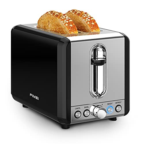 FIMEI Tostadora 2 Ranuras Anchas, Tostadora Automática Acero Inoxidable 780-925W, 6 Niveles de Tostado, Apto para Todo Tipo de Pan, Función de Descongelar, Recalentar, Cancelar, Begal Cover