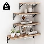 YGEOMER Floating Shelves for Wall Different Sizes Farmhouse Wall Shelf for Bedroom, Bathroom Storage, Living Room and Kitchen Decor(Set of 4) - Image 3