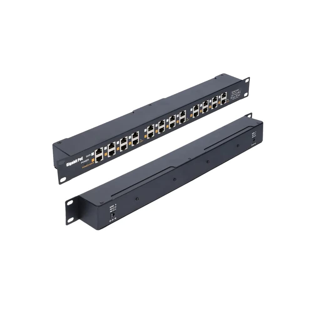 Extralink PoE Injector 12 porte Gigabit, incluso cavo, Fast Ethernet, protezione da cortocircuito e sovratensione, due porte RJ-45, adattatore PoE, iniettore PoE