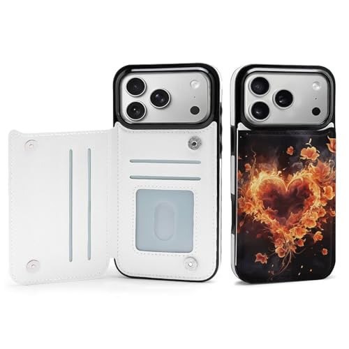 Coque antichoc iPhone 17 fine et robuste avec rangement cartes fleurs de feu