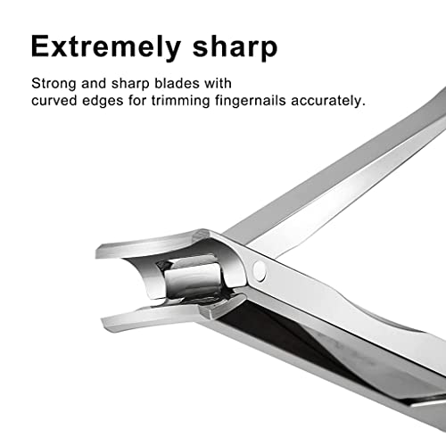 MAYCREATE® Nail Clippers with Nail File Stainless Steel Foldable Nail Cutter with Leather Cover Toenail Clippers Travel Design Cut - Image 5