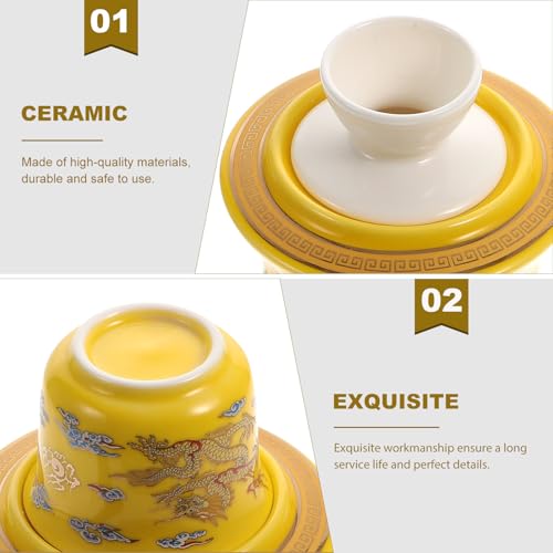 Juego para calentar licor amarillo de cerámica KICHOUSE 4