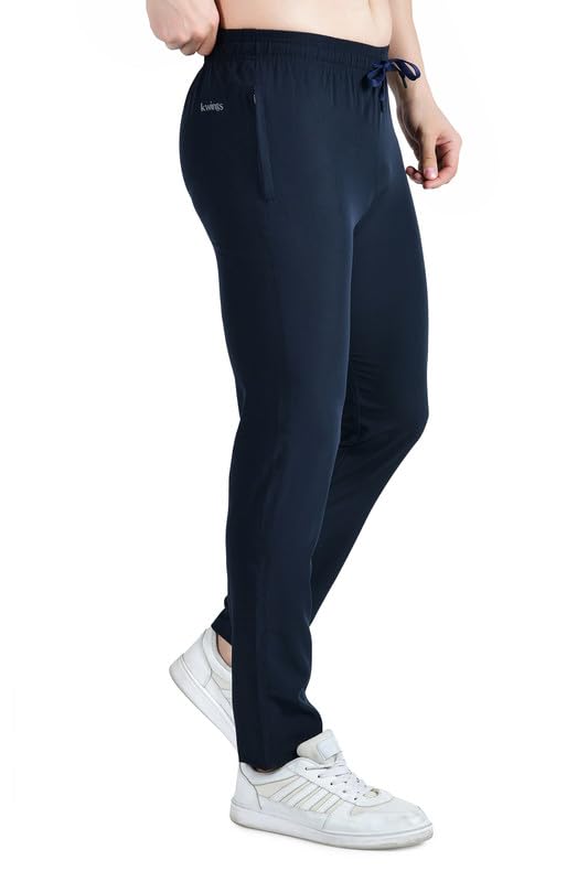 Image of KWINGS Soft NS Lycra Track Pant for Men - Comfortable Straight Fit Joggers with Secure Side Zipper Pockets