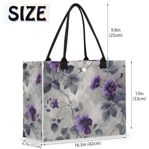 Purple Roses Tote Bag for Women Large Beach Bag Reusable Tote Bags for Work Travel Beach Shopping2