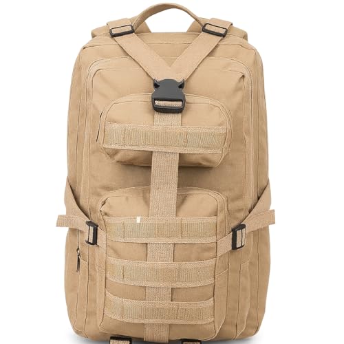 65 Lt Bej Outdoor Sırt Çantası,Molle Sistemli, Suya Dayanıklı, Çok Gözlü, Outdoor, Kamp, Avcılık, Günlük Kullanım, Erkek, Kadın