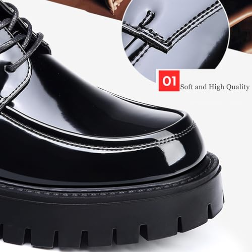 Men's Leather Platform Dress Oxfords Comfort Round Toe Breathable Non Slip Lug Sole Oxford Shoes Business Daily Derby Work Shoes3