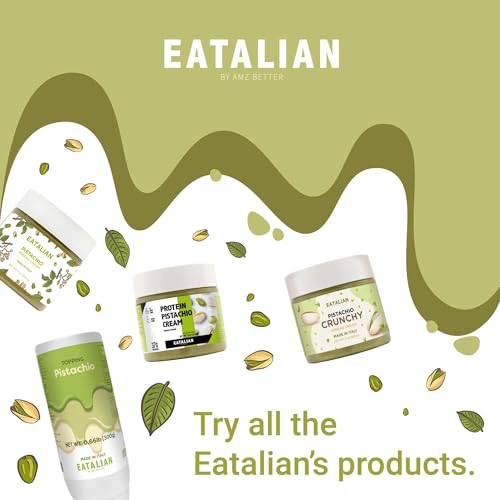 Image of EATALIAN by AMZ BETTER Pistachio Cream, 17.63 oz /500 gr, Delicious Spreadable Cream with Sweet and Unique Taste, Perfect with Ice Creams, for Filling Cakes and Dubai Chocolate, Made in Italy