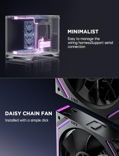Image of Asiahorse Dawn 120mm Case Fan, ARGB PWM 1850RPM /71CFM Airflow, Forward & Reverse Blade Design, Low Noise, Precision HDB Bearings High Performance UNI PC Fan Modular Daisy Chain
