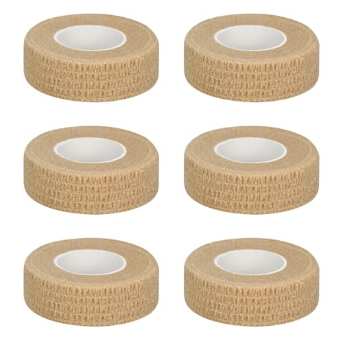 6pcs 1/2in Self Adhesive Bandage Wraps 5 Yards Skin Color