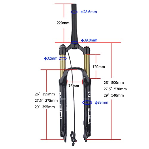 Bolany Bike Suspension Fork Mtb Bicycle Magnesium Alloy Suspension Front Fork 26/27.5/29 Inch, Straight Steerer And Tapered Steerer Air Fork (Manual Lockout - Remote Lockout) #TOP1