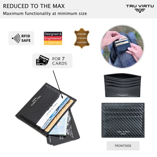 Tru Virtu® Ultra Slim Wallet Carbon Card Case I Credit Card Case I Card Case RFID NFC Protection I Genuine Italian Leather Card Case I Card Storage I Slim Wallet I Card Holder2
