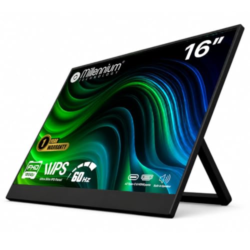 Image of 16.0 Inch FHD Portable Monitor | IPS Display | Ultra-Slim Foldable Screen Extender | USB Type-C & HDMI | Compatible with Laptop, PC, Mac, Smartphone (16.0 inch Inches)