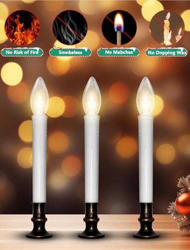 Image of 4PK Battery Operated LED Window Candles, 9 inch Christmas Candle Lamp