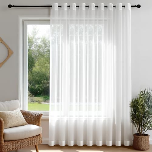 Deconovo Vorhang Transparent mit Ösen Stores Gardinen Wohnzimmer Voile Vorhänge Gardinenschal für...