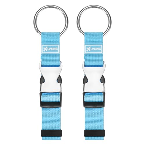 Image of M METERXITY 2-Pack Add A Bag Luggage Strap, Adjustable Suitcase Belt for Connecting Luggage /Backpack /Jacket, Carry Strap with Ring Buckle [Blue]