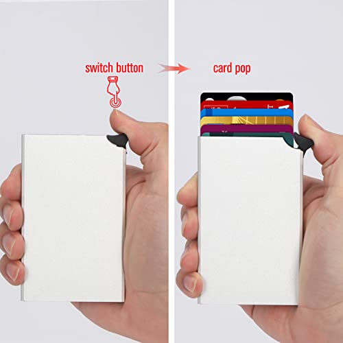 Minimalist Pop up Business Card Holder, Slim Credit Card Wallet, Pop Up Wallet RFID Blocking, Card Case Wallet for Notes and Coins and Debit Cards, Pop up Wallets for Men Women, Grey3