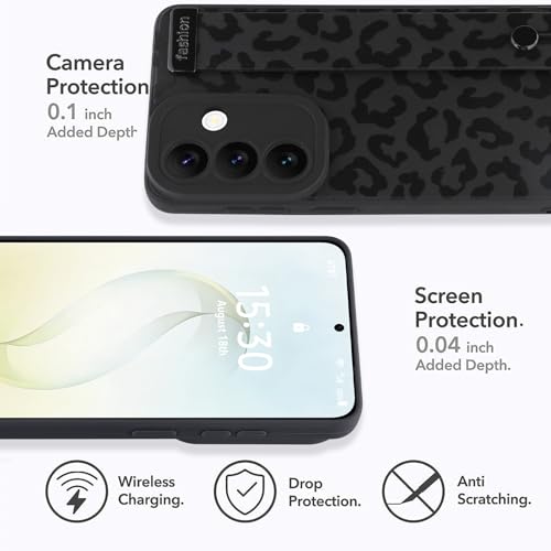 Image of Compatible with Samsung Galaxy S26 Case with Strap Wrist Black