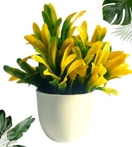 Image of Artificial Plants for Home Decor with Pot Combo of 2PCs Artificial Flower Forest Bonsai Plant with Plastic Pot for Home Decoration Office Table Greenery Room Home Decor Fake Plants Pot ( Artificial Grass Pot ) (ThickGrass)