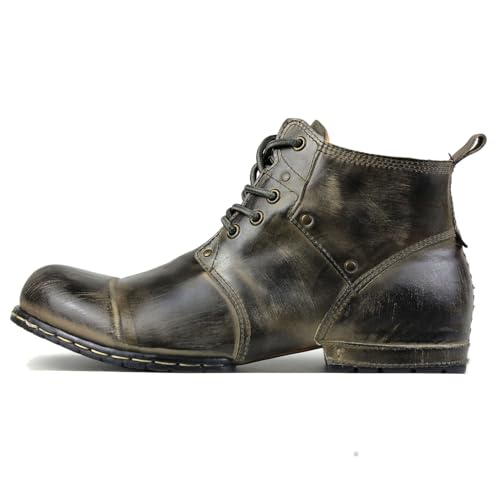 Image of Men's Vintage Brown Chukka Boots Lace-up Motorcycle Casual Leather Shoes Ankle Boot for Men Fashion CD-6015-2-Stylish