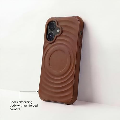 Image of amazon basics Shockproof Case for iPhone 17 | Ripple Pattern | Camera Protection | Protective Cover with Enhanced Grip & Wireless Charging Support - Brown