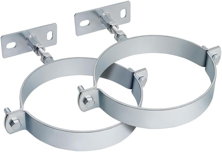2 Pcs 4-1/4 Inch B Vent Adjustable Wall Strap，Galvanized Rigid Split Ring Hanger，Adjustable Round Gas Vent Pipe Strap，Galvanized Extension Split Ring Pipe Hanger