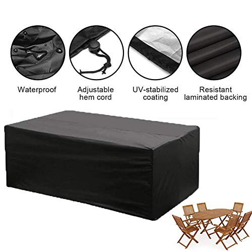 Ruixf Funda para Muebles de Jardín Impermeable, Resistente al Viento, Resistente al Polvo, Anti-UV 210D Oxford Funda Protectora Mesa Exterior, Rectangular (170 x 94 x 70 cm)