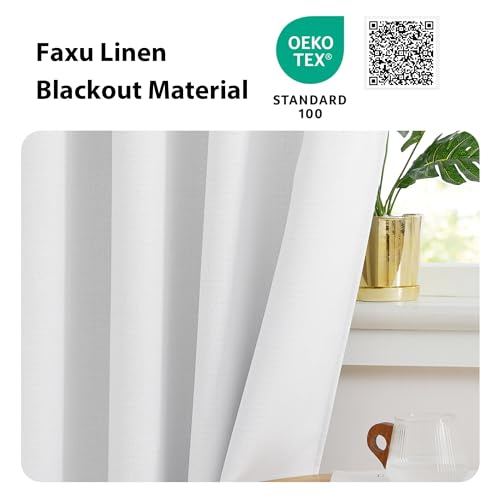 Image of NICETOWN Farmhouse Blackout Small Curtains - Thermal Insulated Grommet Curtain Valances Room Darkening for Kitchen Window Treatments Home Decor, 34 inch Wide x 30 inch Long, 1 Pair, Greyish White