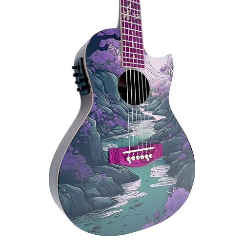 Lindo Ryokou Steel Strings Electro Acoustic Travel Guitar | Japanese Graphic Art | 3/4 Size | BS3M Piezo/Mic Blend Preamp | 20th Anniversary Special Edition