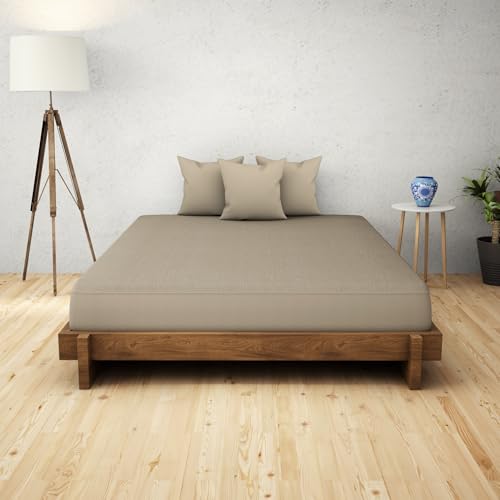 Image of Welspun 100% Waterproof Premium Mattress Protector for Double Bed King Size 78x72 Inches| Cotton Feel Mattress Cover | Elastic Fitted | Fits Upto 10 Inch Mattress | Bed Protector Cover (78 inchx72 inch Beige)